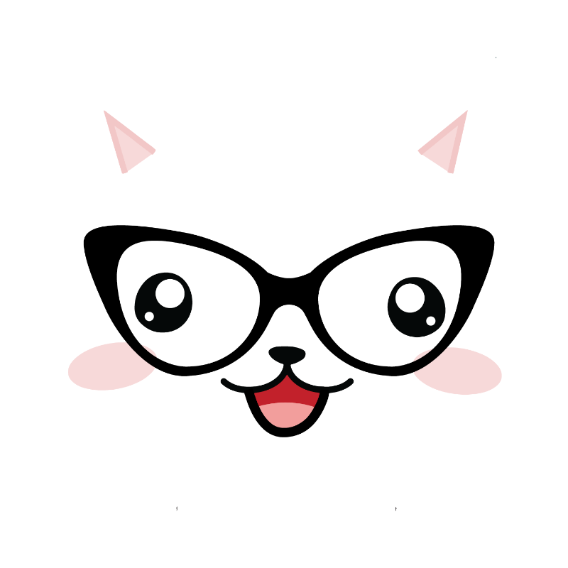 Illustration einer gezeichneten Katze im Kawaii Stil